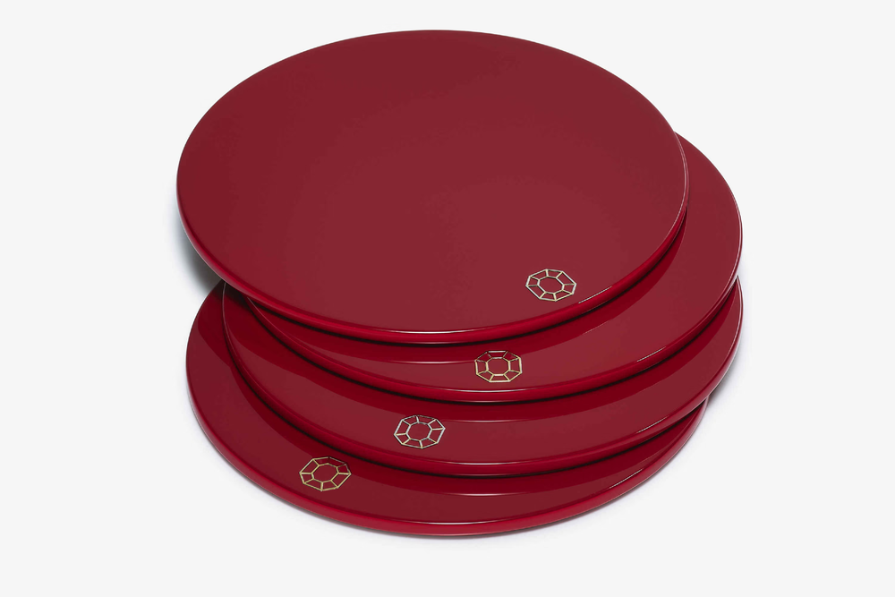 Octogone Coasters x4, Red