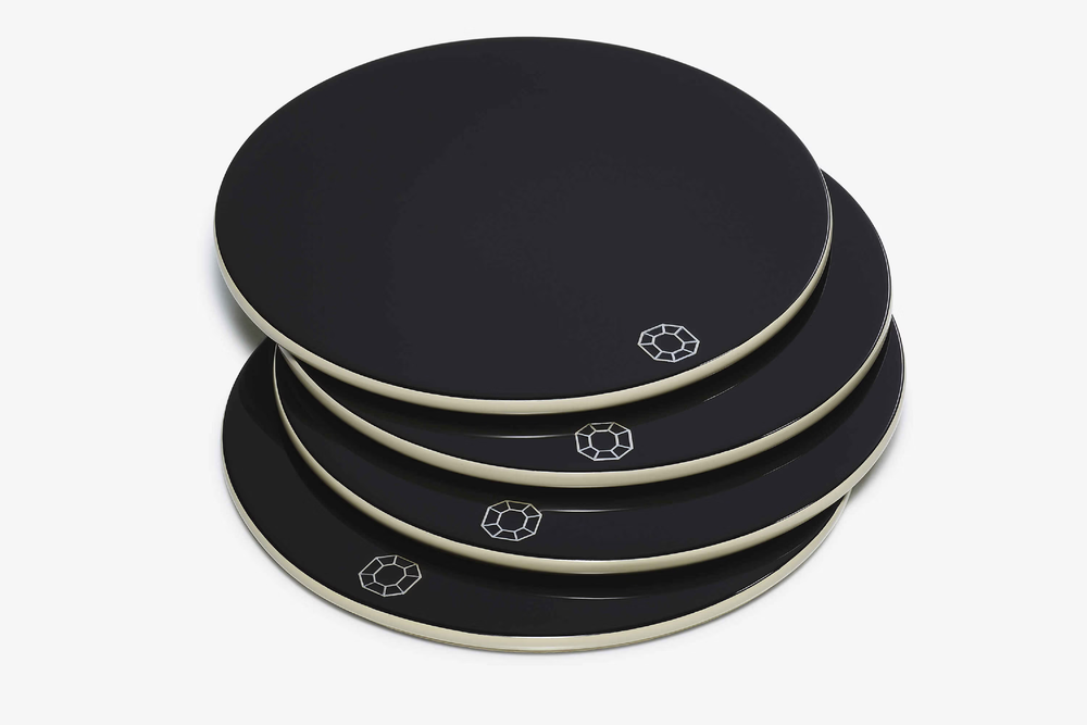 Octogone Coasters x4, Black