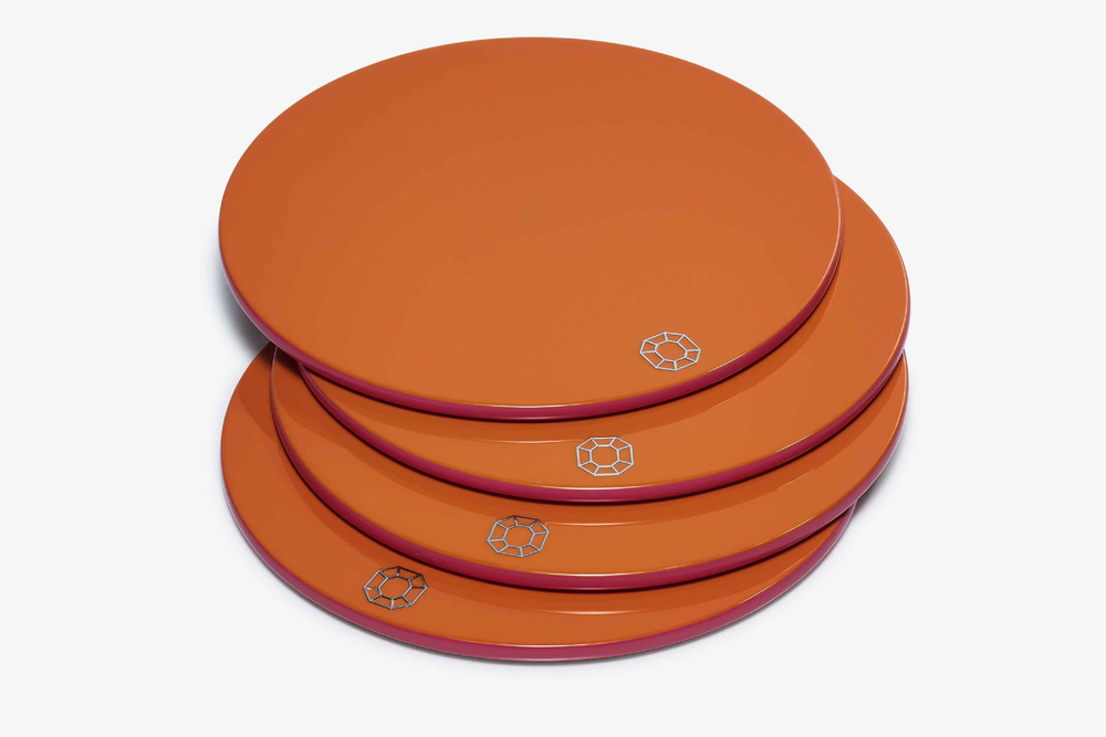 Octogone Coasters x4, Orange